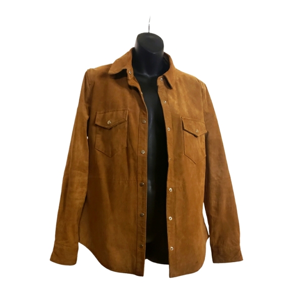 Rich Brown Faux Suede Blazer/Shirt Style Jacket - Picture 1 of 6